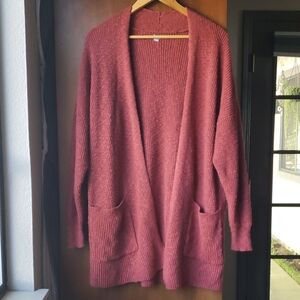 Cozy Women's Open Front Sweater - Rust Aerie Oversized Cardigan XL